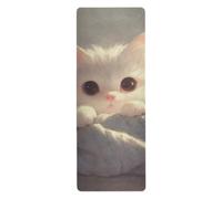 Cute White Cat non slip yoga mat for pilates printed, non slip, hot yoga mat towel with carrying bag tapete para ejercicio 71x26 inches