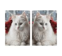 Cute White Cat Passport Holder for Women Men PU Leather Passport Travel Wallet with Multiple Pockets
