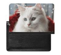 Cute White Cat Passport Holder with 3 Card Slots, Portable PU Leather Travel Wallet, Slim Protective Cover for Passport, ID, Credit Cards