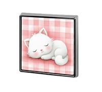 Cute White Cat Sleeping Watercolor Unisex Brooches & Pins Square Lightweight Lapel Badge Jewelry for Clothing Shawl Hat