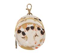 Cute White Cats Cartoon Baby Girl Pacifier Case Holder with Zipper and Clip Change Purse Key Holder, Neutral Baby Items