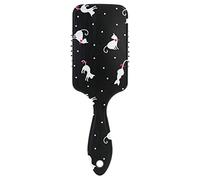 Cute White Cats with Pink Tie Seamless Pattern On Black Air Cushion Comb Hairbrush Prevent static Snag Tangle for Women Ladies Detaining Separating Shaping Wavy Curly Straight Hair