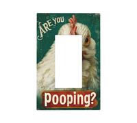 Cute White Chicken Vintage Text are You Pooping Light Switch Wall Plate Faceplate Cover Single Rocker 1 Gang Decorator Outlet Receptacle Covers for Home Kitchen Room Bathroom Decor