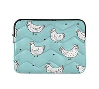 Cute White Chickens Green Computer Cases for Laptops, Padded Laptop Protective Case 15.6 Inch for Women Men