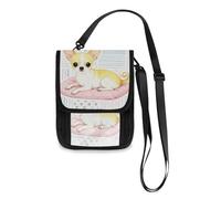 Cute White Chihuahua Dog Travel Wallet Passport Holder Neck Wallet Slim Lightweight Crossbody Bag with Adjustable Strap