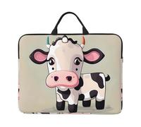 Cute White Cow Laptop Case Sleeve 14 inch Shockproof Protective Notebook Case Travel Laptop Bag with Handle Waterproof Computer Cover Briefcase Handbags for Men Women