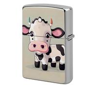 Cute White Cow Metal Lighter Case Cover, Personalized Graffiti Lighter Sleeve, Waterproof Double-Sided Protector for Women Men Gifts