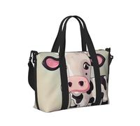 Cute White Cow Print Travel Hand Bag Portable Foldable Shoulder Tote Bags for Weekend Trip Gym Vacation