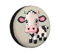 Cute White Cow Spare Tire Cover Waterproof Dustproof Car Wheel Protectors Portable Spare Tire Cover Universal Fit for RV SUV
