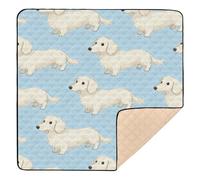 Cute White Dachshund Soft Padded Baby Tummy time Play mat for Floor Portable Foldable Padded Play Mat for Baby Toddler Infant, 50'' x 50''