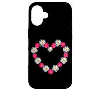 Cute White Daisies and Magenta Marguerite Daisy Flower Heart Case for iPhone 16