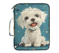 Cute White Dog Expandable Hanging File Folders Multi-Pocket 3 Ringing 1.5 inch Binder Organizer with Zipper Closure for Document Storage