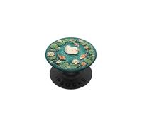 Cute White Duck Koi Fish Lotus Lily Teal Watercolor PopSockets Adhesive PopGrip