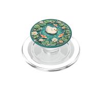 Cute White Duck Koi Fish Lotus Lily Teal Watercolor PopSockets PopGrip for MagSafe