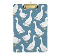Cute White Ducks Clipboards Plastic A4 Letter Size Clipboard Acrylic Clip Board for Teacher Students Nurse Office Low Profile Gold Clip 12.5 x 9 in