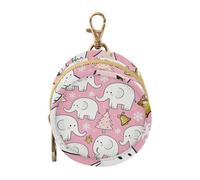 Cute White Elephants Pink and Gold Baby Boy Pacifier Storage Case Portable Wristlet Wallet Key Holder, Baby Essentials