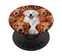 Cute White English Cream Golden Retriever Dog for Women Men PopSockets Swappable PopGrip