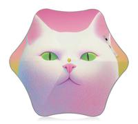 Cute White Fat Cat Dopamine Color Designer umbrellas for kids Umbrellas for Rain Windproof with Reflective Strip (scenario) for rain windproof for travel