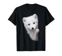 Cute White Fox Peeking Green Eyes Snow Fox T-Shirt