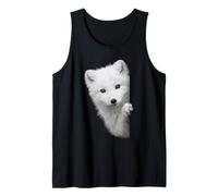 Cute White Fox Peeking Green Eyes Snow Fox Tank Top