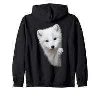 Cute White Fox Peeking Green Eyes Snow Fox Zip Hoodie