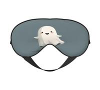 Cute White Ghost Floating in The Air Sleep Mask Eye Mask with Adjustable Strap, Eye Sleep Shade Cover Blocks Light for Women Men Airplane Travel Nap Meditation
