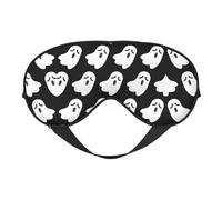 Cute White Ghost Halloween Light Blocking Sleep Mask Adjustable Comfortable Soft Eye Cover Reversible Night Rest