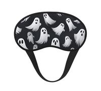 Cute White Ghost Halloween Pattern 1 Print Black Out Eye Mask for Sleeping Airplane, Sleep Mask Polyester for Home and Travel