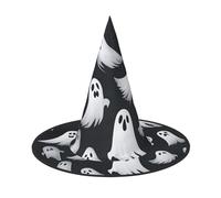 Cute White Ghost Halloween Pattern 1 Print Halloween Witch Hat Unisex For Parties Christmas Parties Carnivals And Cosplay