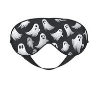 Cute White Ghost Halloween Pattern 1 Print Silk Like Sleep Eye Mask Comfortable Blindfold Adjustable Soft Eye mask for Sleep