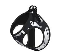 Cute White Ghost Halloween Pattern 1 Print Step in Dog Harness and Leash Set,Adjustable Reflective Harness for Small Dogs Cats