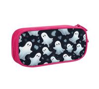 Cute White Ghost Halloween Pattern 3d Print Large Capacity Pencil Pen Case, School Stationery Organizer Bag With Compartments Zip, Pencase Pencil Pouch For Girls Boys Students College Office