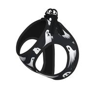 Cute White Ghost Halloween Pattern Harness Leash Set for Cat and Dog, Reflective Vest for Small Pets Walking Escape-Proof
