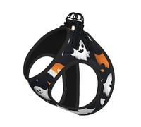 Cute White Ghost Halloween Pattern Harness Leash Set for Cat and Dog, Reflective Vest for Small Pets Walking Escape-Proof