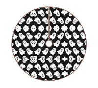 Cute White Ghost Halloween Pattern Print Christmas Tree Skirt Festive Decoration For The Perfect Holiday Ambience