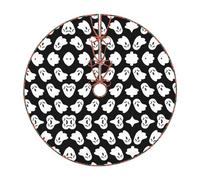 Cute White Ghost Halloween Pattern Print Christmas Tree Skirt Festive Decoration For The Perfect Holiday Ambience