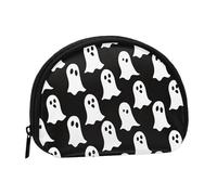 Cute White Ghost Halloween Pattern Print Coin Purse, Portable Coin Purse with Zip, Cosmetic Bag, Coin Holder Purse, Women's Mini Makeup Bag for Storing Change, Cards, Keys