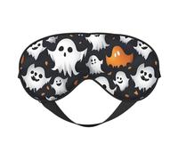 Cute White Ghost Halloween Pattern Print Comfortable Eye Mask Full Coverage Lightweight Men Women Outdoor Travel Relaxation