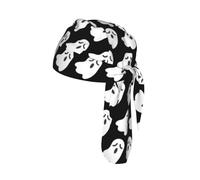 Cute White Ghost Halloween Pattern Print Cycling Head Scarf Quick Dry Skull Liner Breathable Riding Cap for Sports Event Gift 22-24 Inch