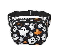 Cute White Ghost Halloween Pattern Print Fanny Pack for Women Men Waist Bag with Adjustable Strap for Travel Hiking Cycling