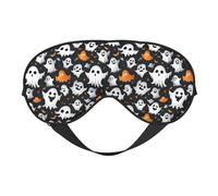 Cute White Ghost Halloween Pattern Print Functionality Cozy Eye Mask Adjustable Strap Nap Night Travel Camping Yoga Relax
