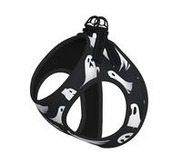 Cute White Ghost Halloween Pattern Print Harness Leash Set For Cat And Small Dog, Adjustable, Reflective, And Escape-Proof Vest With Soft Breathable Mesh Lining