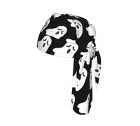Cute White Ghost Halloween Pattern Print Helmet Skull Cap Quick Dry Bike Headwrap Lightweight Breathable One Size Adult Modern Beanie