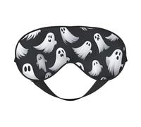 Cute White Ghost Halloween Pattern Print Sleep Mask,Soft Eye Mask with Adjustable Strap for Sleeping, Travel and Relaxation