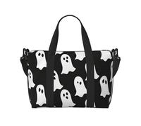 Cute White Ghost Halloween Pattern Printed Carryall Tote, Travel Underseat Hand Luggage Bag, Organizer Carry on Hand Bag for Gym Weekend Women and Men