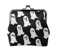 Cute White Ghost Halloween Pattern Printed Coin Purse Pouch-Mini Coin Wallet,Change Purse,Leather Coin Pouch Holder For Woman Girls, Black, One Size, Modern,european Style, Retro