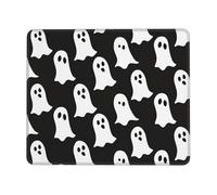 Cute White Ghost Halloween Pattern Printed Gaming Mouse Pad 12x10 Inches, Non-Slip Rubber Base Laptop Mousepad Desk Mat with Stitched Edges for Gamer, Office, Home
