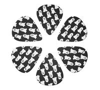 Cute White Ghost Halloween Pattern Printed Guitar Picks -6 Pcs Guitar Picks Plectrum,Guitar Accessories,Electric Guitar Pick, Bass & Ukulele 0.71mm