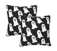 Cute White Ghost Halloween Pattern Printed Pillowcase 2 Pack 20"x20", Soft Decorative Pillow Cases with Hidden Zipper Double-Sided for Sofa Bed Living Room Bedroom