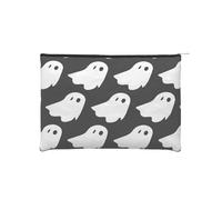 Cute White Ghost Halloween Pattern Reusable Paper Cosmetic Bag Waterproof & Lightweight for Travel, School & Daily Use Full-Print Design Women, Students, Eco-Conscious